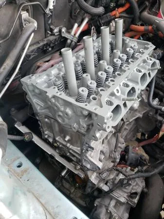 Cylinder head repair in progress